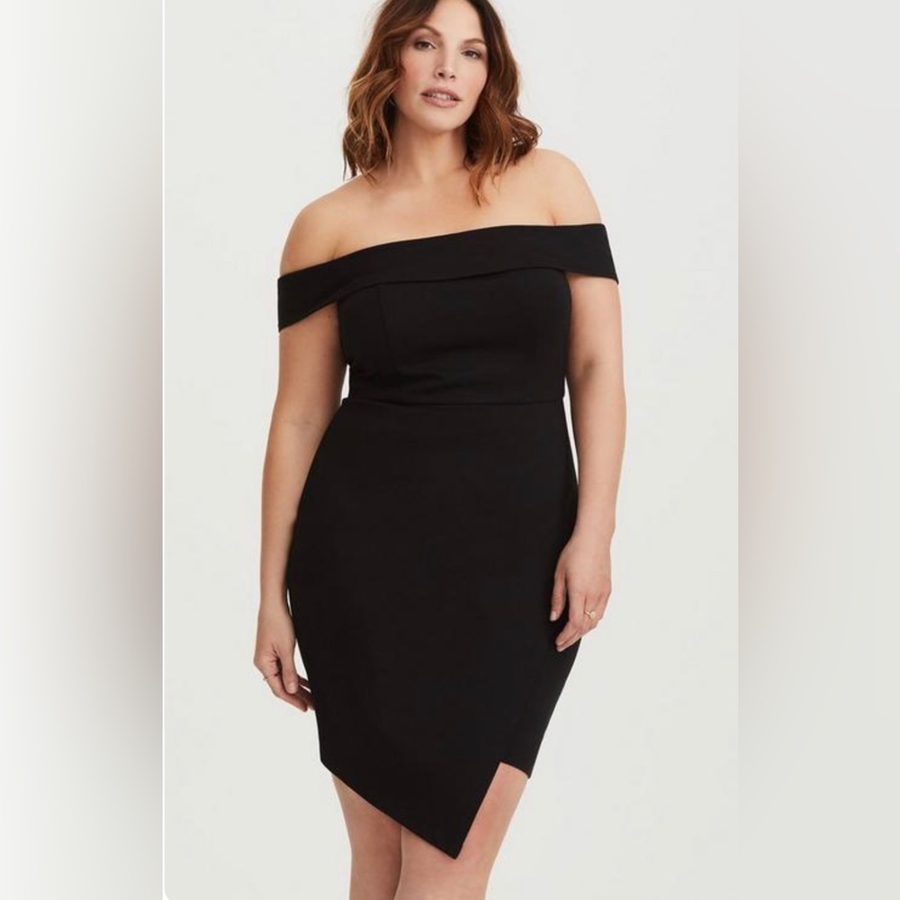 RHAPSODY Elle Clo Women’s Dress Little Black Dress Off Shoulder Ponte Mini Dress